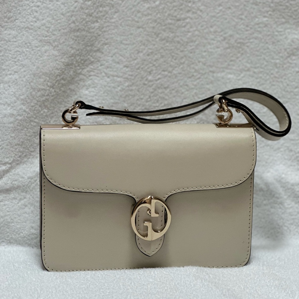 Gucci Cream Leather Medium 1973 Flap Shoulder Bag